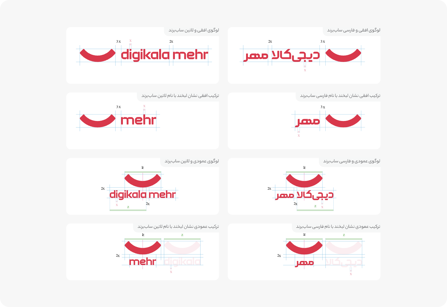 Sub-brand lockups in Latin and Persian